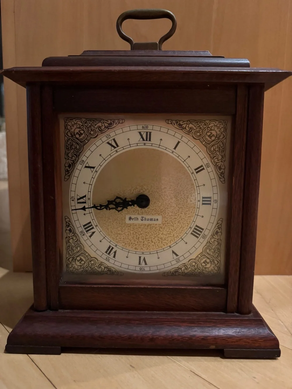 Vintage-Style Brown Mantel Clock Wall Decor